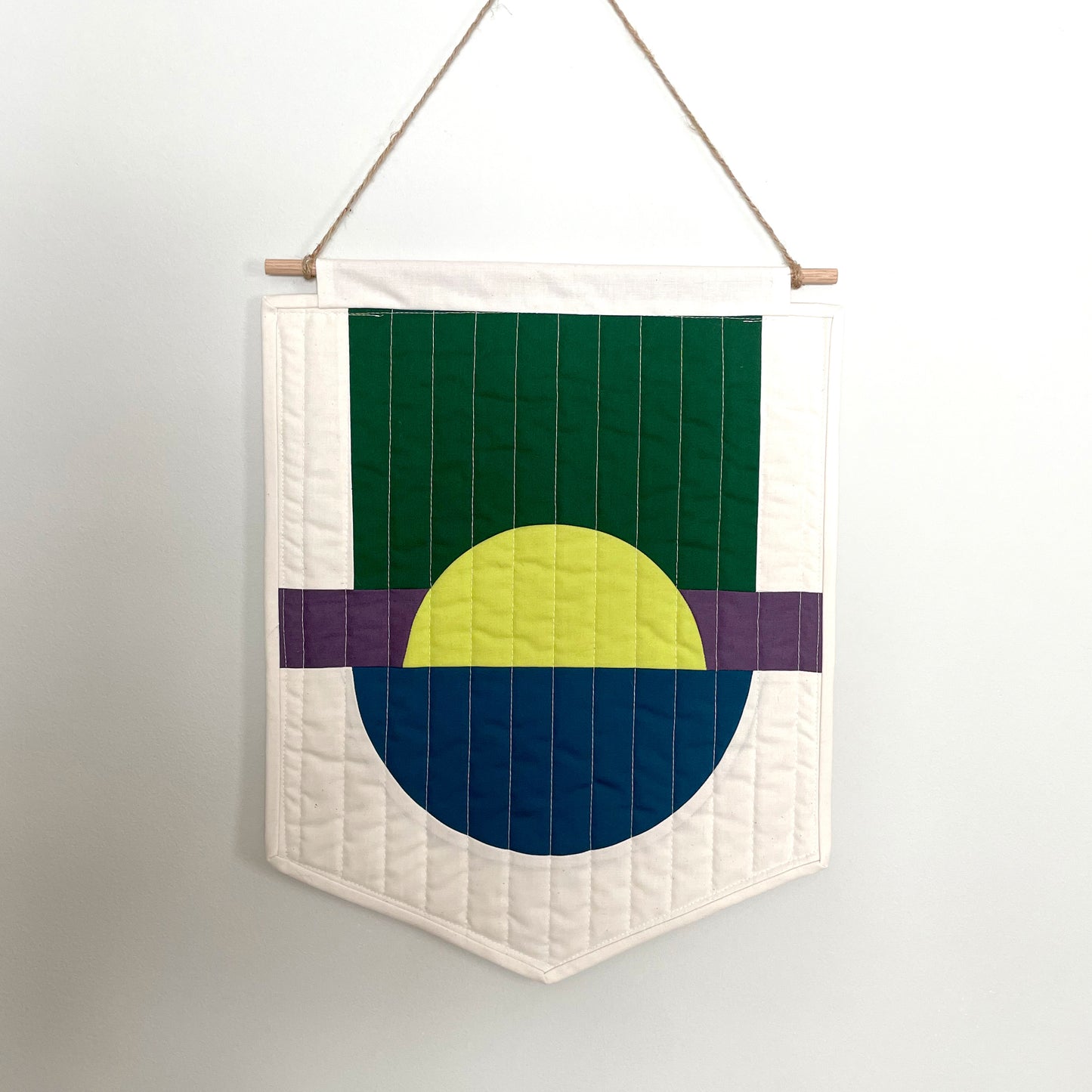 Modern Quilted Half-Circle Banner // Green, Navy, Purple