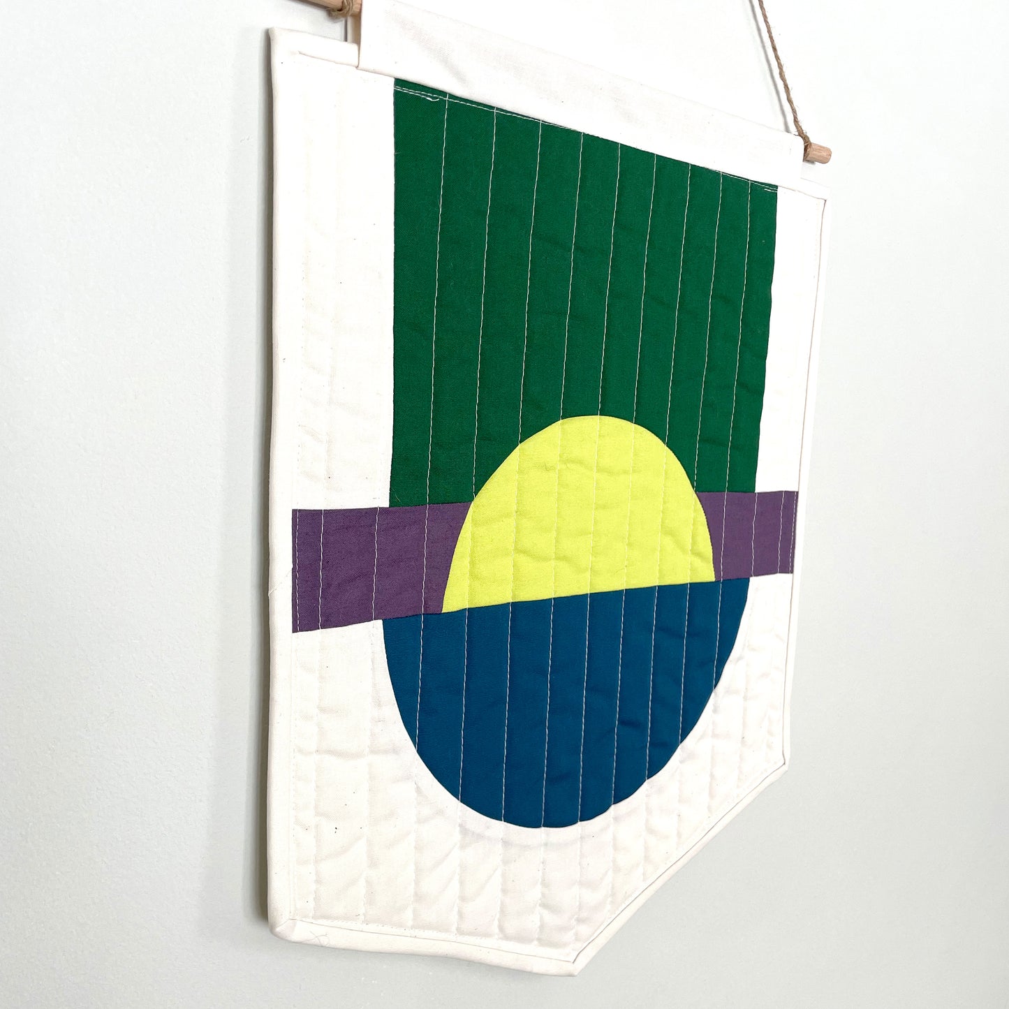 Modern Quilted Half-Circle Banner // Green, Navy, Purple