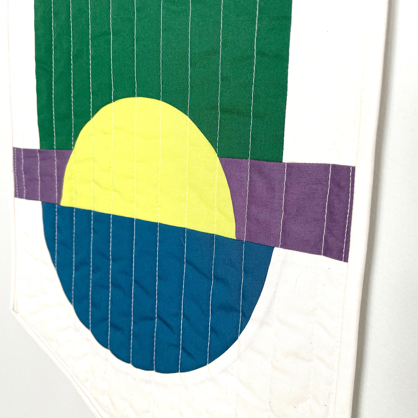 Modern Quilted Half-Circle Banner // Green, Navy, Purple