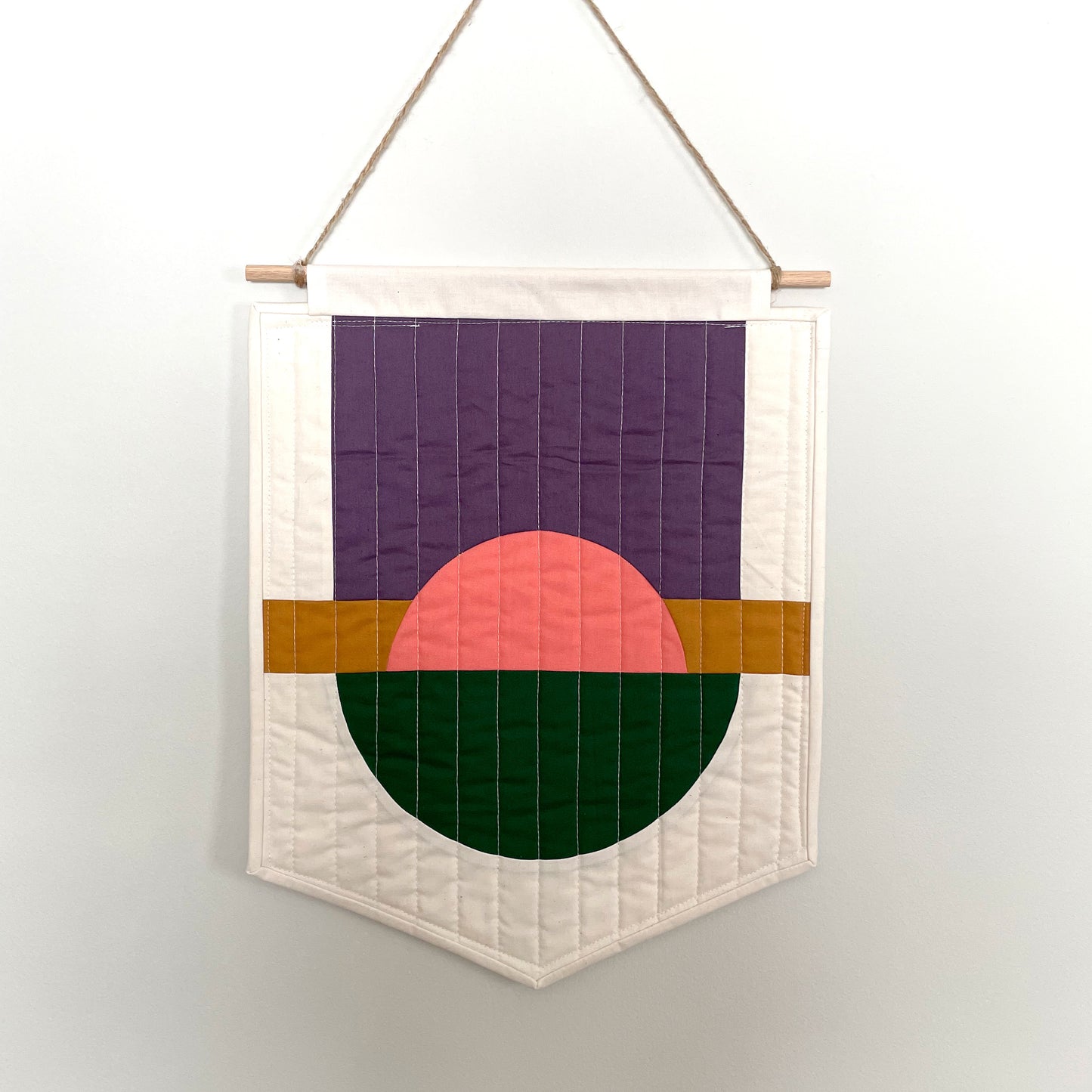 Modern Quilted Half-Circle Banner // Pink, Purple, Green