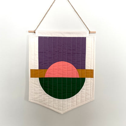 Modern Quilted Half-Circle Banner // Pink, Purple, Green
