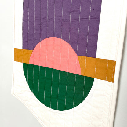 Modern Quilted Half-Circle Banner // Pink, Purple, Green