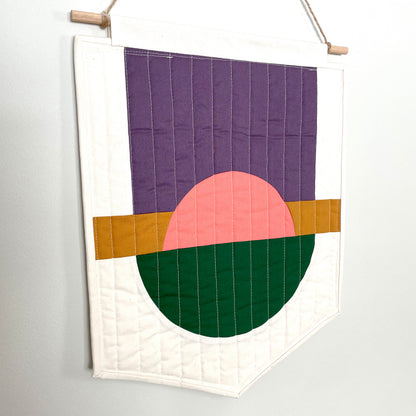 Modern Quilted Half-Circle Banner // Pink, Purple, Green