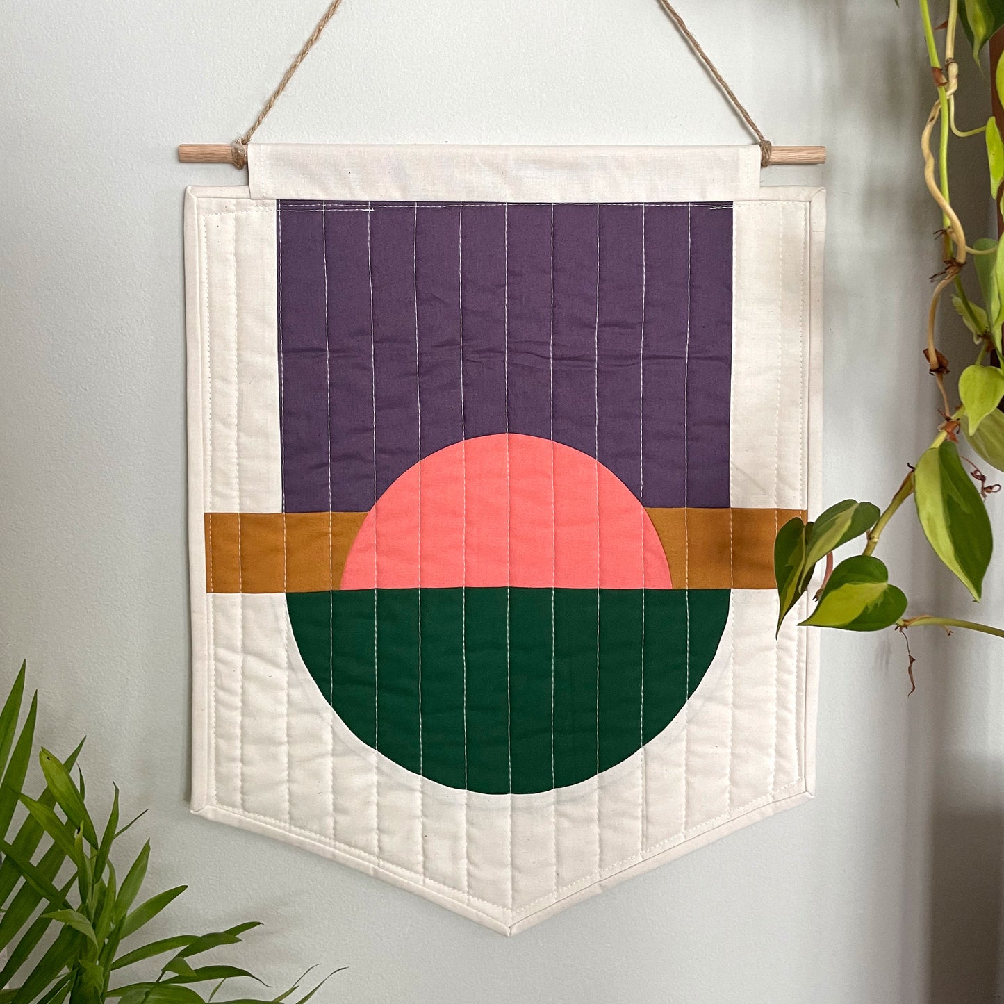 Modern Quilted Half-Circle Banner // Pink, Purple, Green